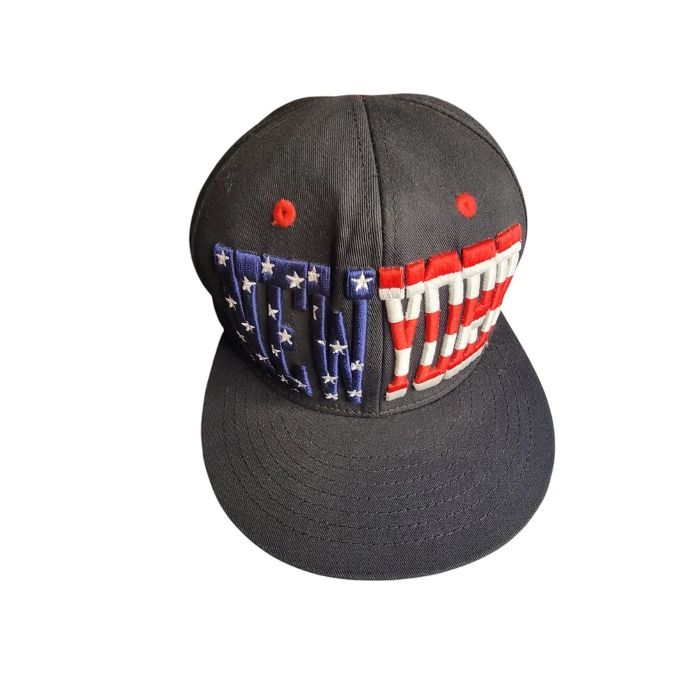 NWOT New York Embroyded Baseball Hat Patriotic Stars Stripes OS Black